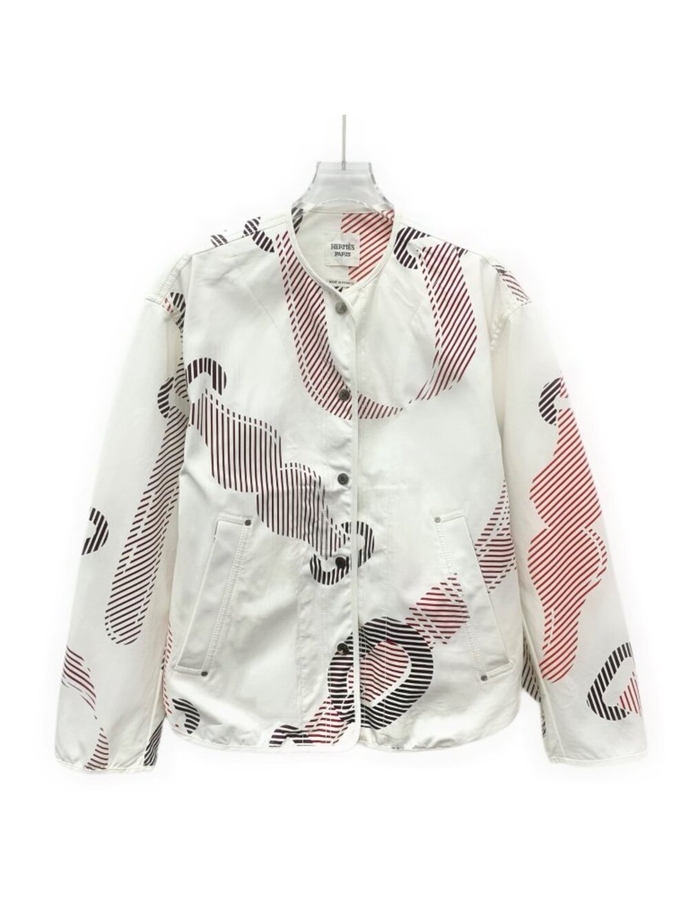 Hermès Coaching Remix White Rope Print Cotton Single-Breasted Jacket
